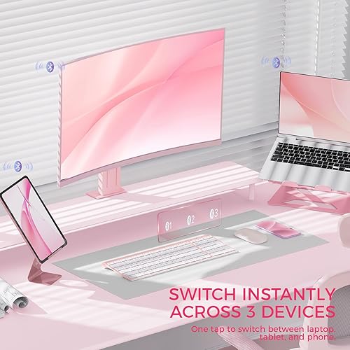 Miniatura 5 de iClever Teclado Bluetooth BK10, teclado inalámbrico recargable ultrafino con batería de larga duración, compatible con iOS, Android, Windows, Mac