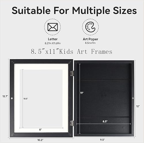 Vista 55 de Paquete de 2 marcos de obras de arte para niños, intercambiables, apertura frontal con capacidad para 150, proyectos de arte para niños, marco