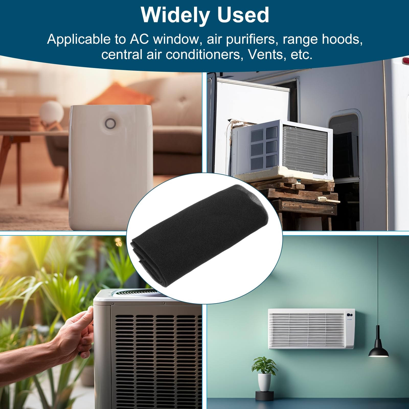 PATIKIL 79" x 16" x 0.2" Filtro de Aire de Repuesto para Acondicionador de Aire, 2 Piezas de Filtro de Espuma Lavable y Reutilizable Cortable para Ventana de Aire Acondicionado, 40PPI