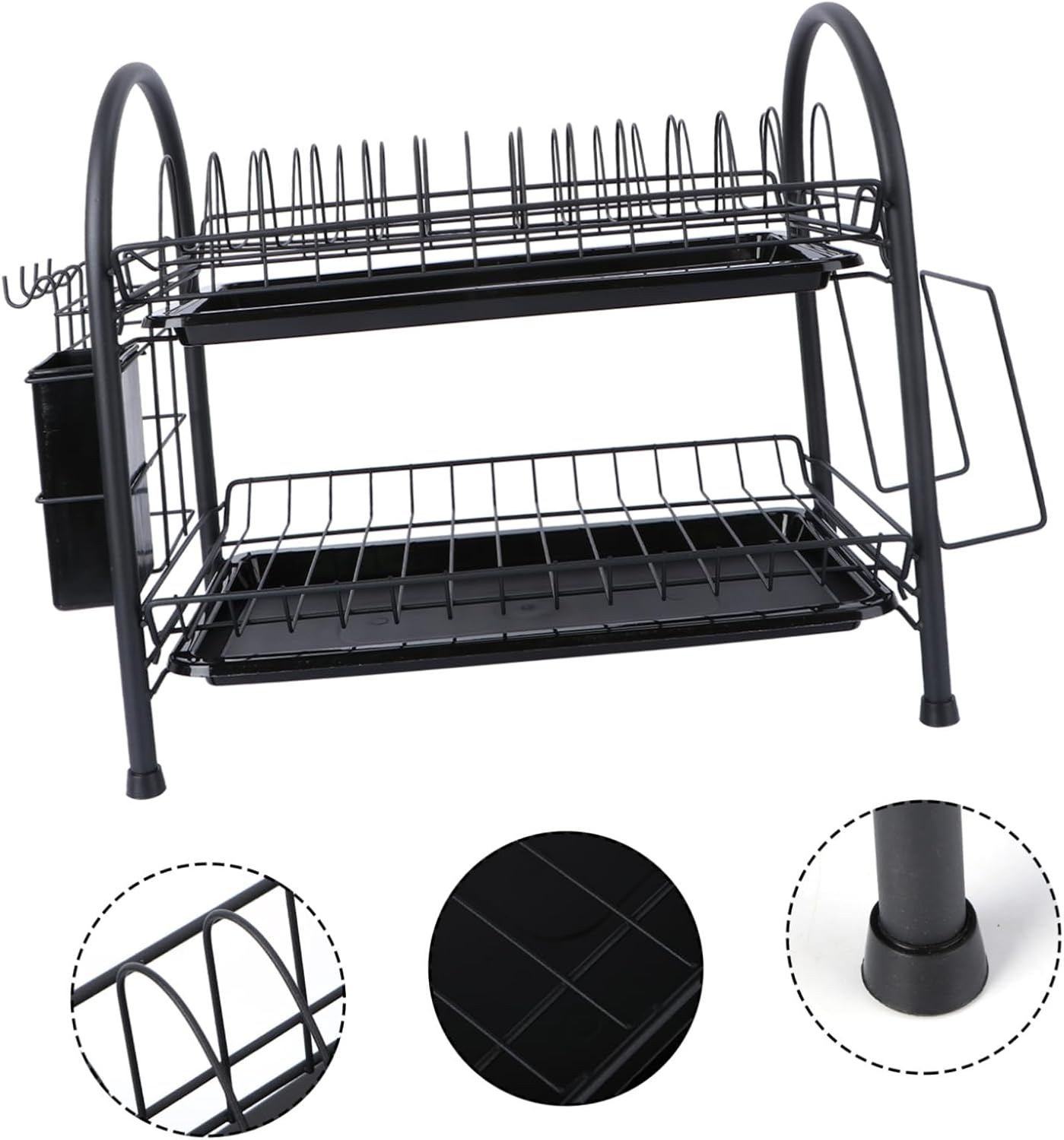 1pc Multi-Layer Draining Rack Dish Storage Shelf for Kitchen Counter Easy to Assemble and Clean for Dishes and Utensils Black
