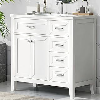 DlandHome 36”Bathroom Vanity with Sink,Freestanding Vanity Cabinet with ...