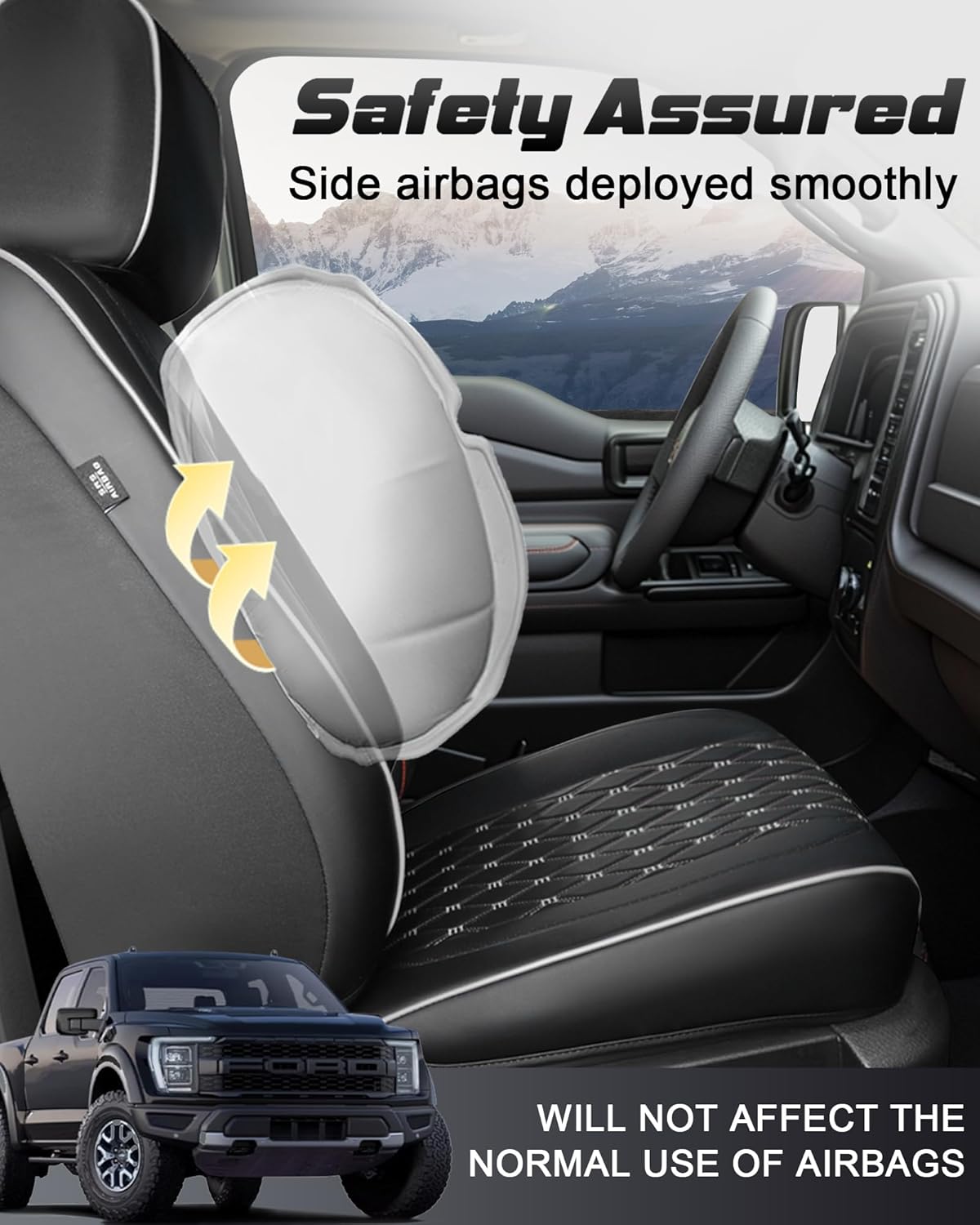 Umbrauto Seat Covers Custom Fit Ford F150, Waterproof Nappa Leather Pickup Truck Seatcovers for 2015-2026 F150 SuperCrew/ 2017-2026 F250 F350 F450 Super Duty Crew Cab XL XLT Lariat King Ranch Platinum