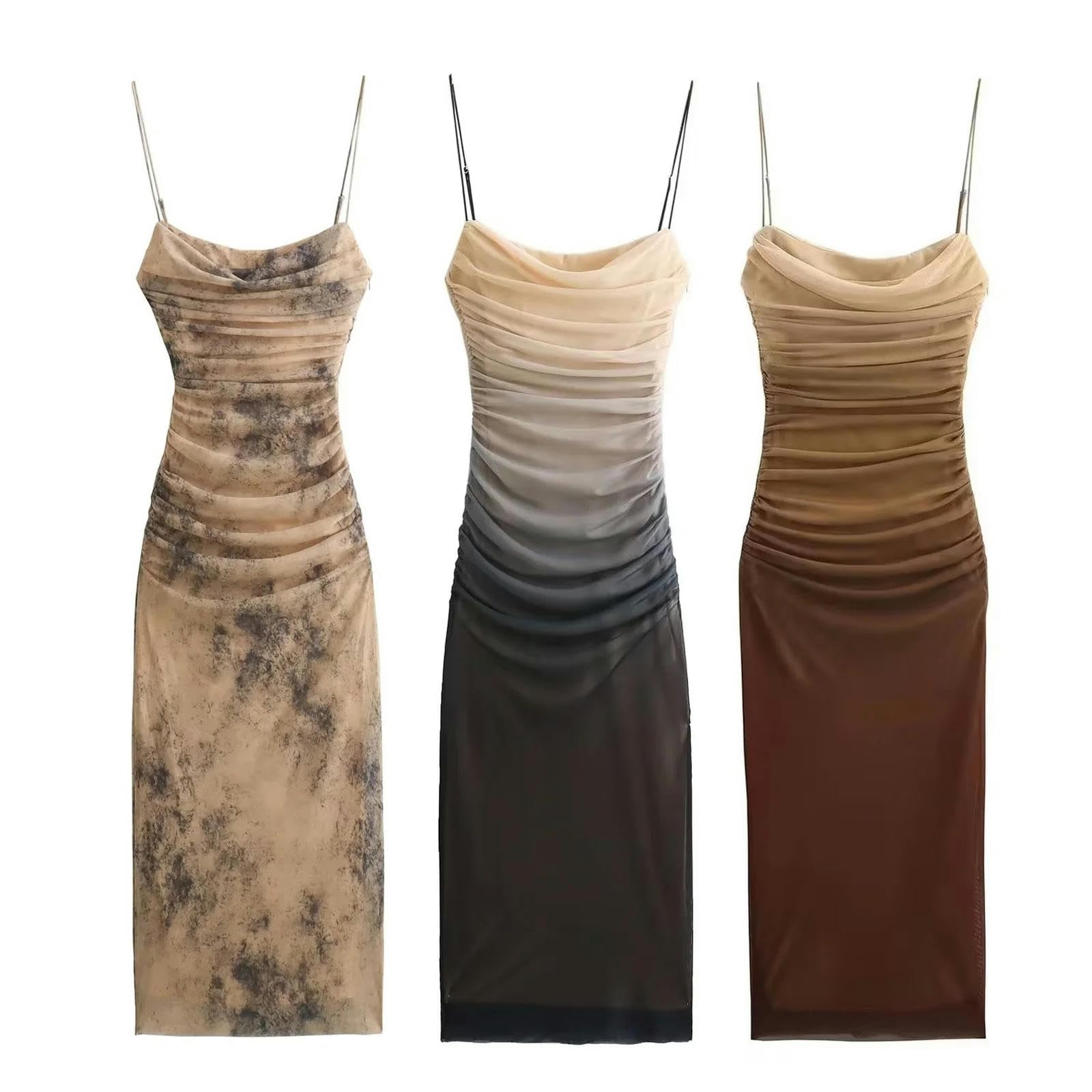 Abito Stampato Semplice Moda retrò da Donna Autunnale