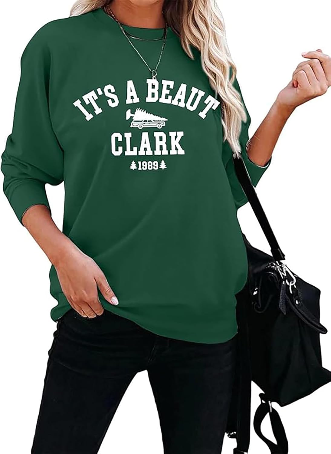 Susongeth Christmas Tree Farm Sweatshirt for Women It's A Beaut Clark Graphic Tee Shirt Casual Family Christmas Sweaters Top - Image 2