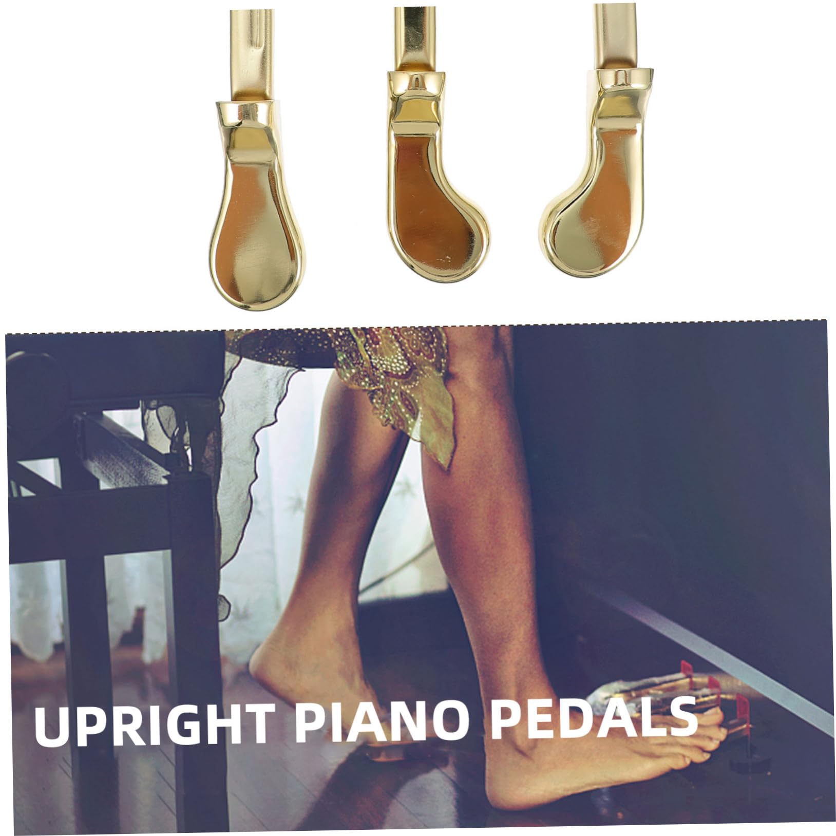 Pedaliera per Pianoforte 3 Pezzi in Metallo Oro Resistente alla Ruggine, Pedali Professionali e Pratici per Pianoforte Verticale
