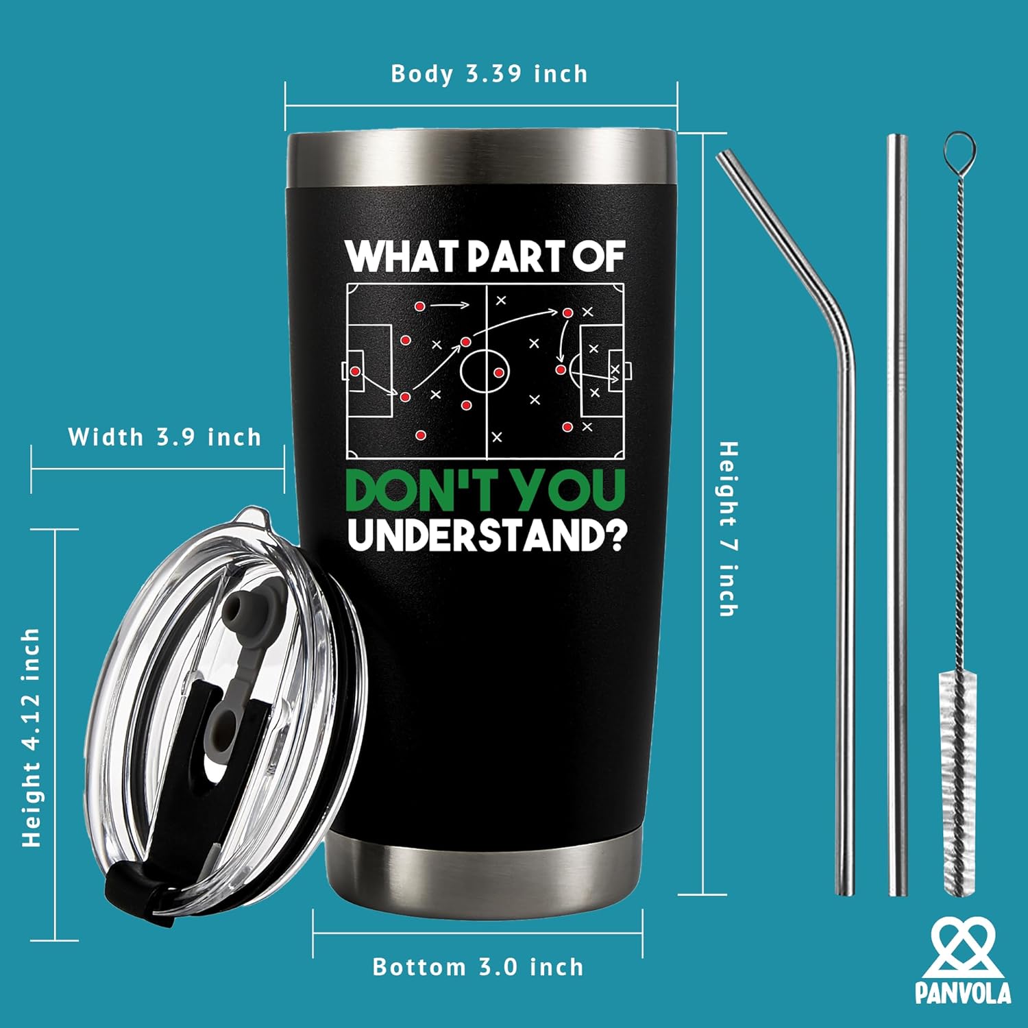 Panvola What Part Don’t You Understand Soccer Gifts Soccer Player Gifts For Coach Sports Lover Men Husband Boyfriend Brother Vacuum Insulated Tumbler Stainless Steel (Black, 20 Ounces) - Image 5