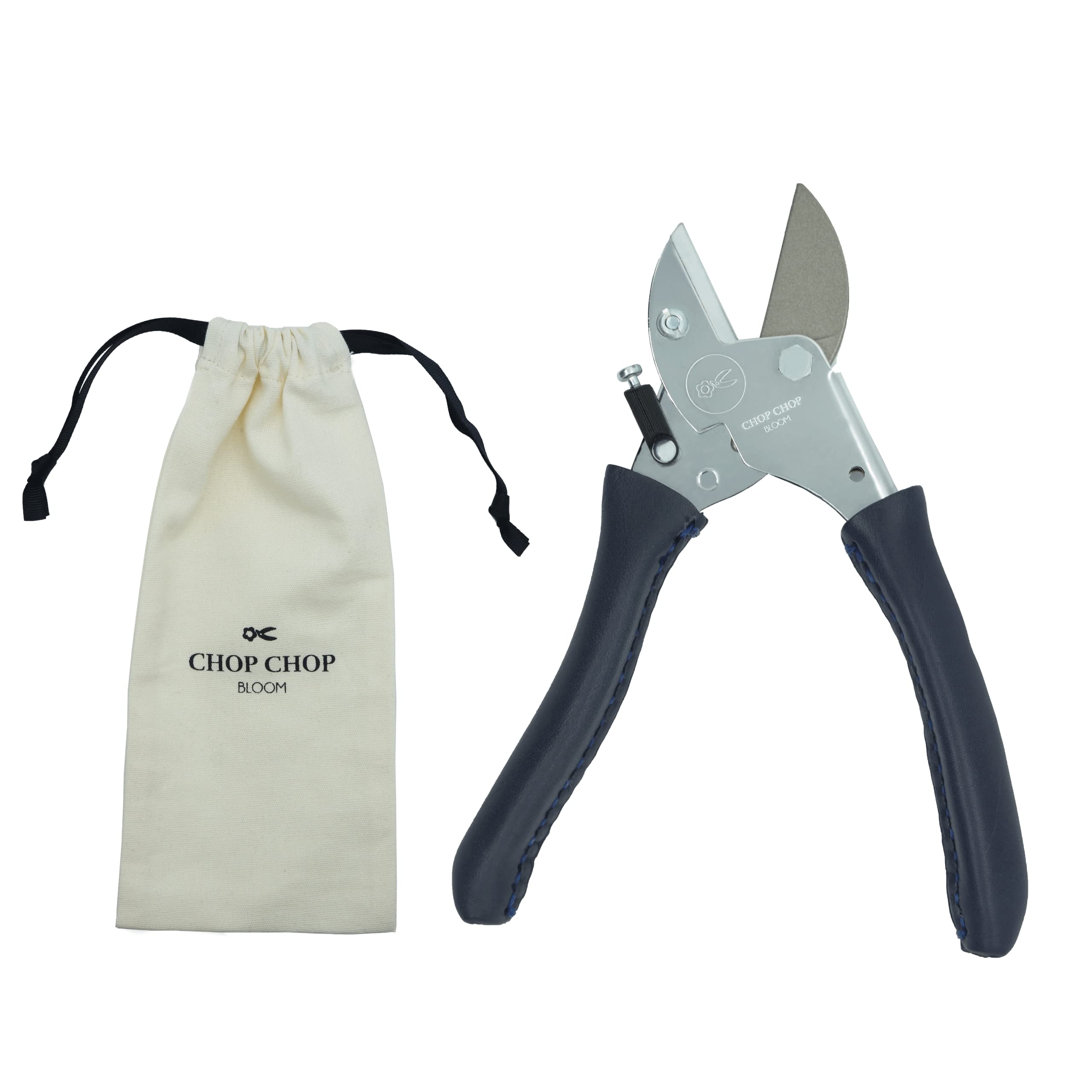 Sécateur de jardin Blue Poppy en cuir cousu main fabriqué en Allemagne