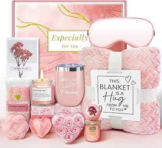 Birthday Gifts Basket for Women, Get Well Gifts, Spa Care Package with Flannel Blanket, Tumbler - Valentine's, Mother's Day, Christmas Gifts for Women, Mom, Wife, Girlfriend, Friends, Sister