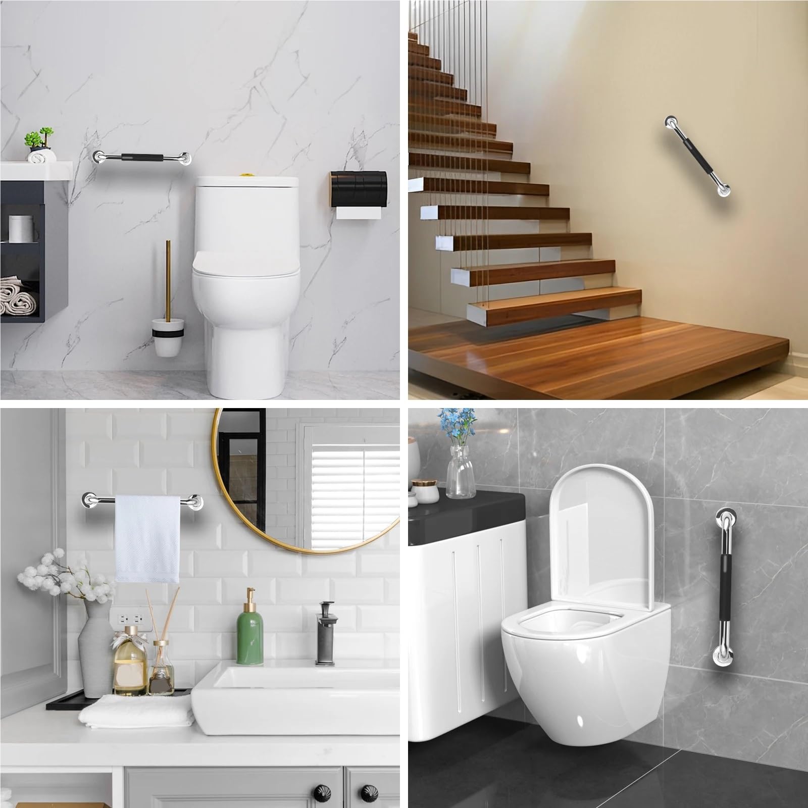 agarraderas baño Mango de Ducha Soporte Antideslizante Inodoro Baño Barra de Agarre de Seguridad Mango de Montaje en Pared Mango de bañera(40cm)
