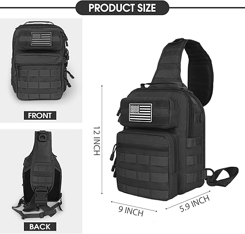 Miniatura 9 de HAOMUK Mochila táctica para el hombro, mochila militar Rover, bolsa pequeña EDC para el pecho para hombres