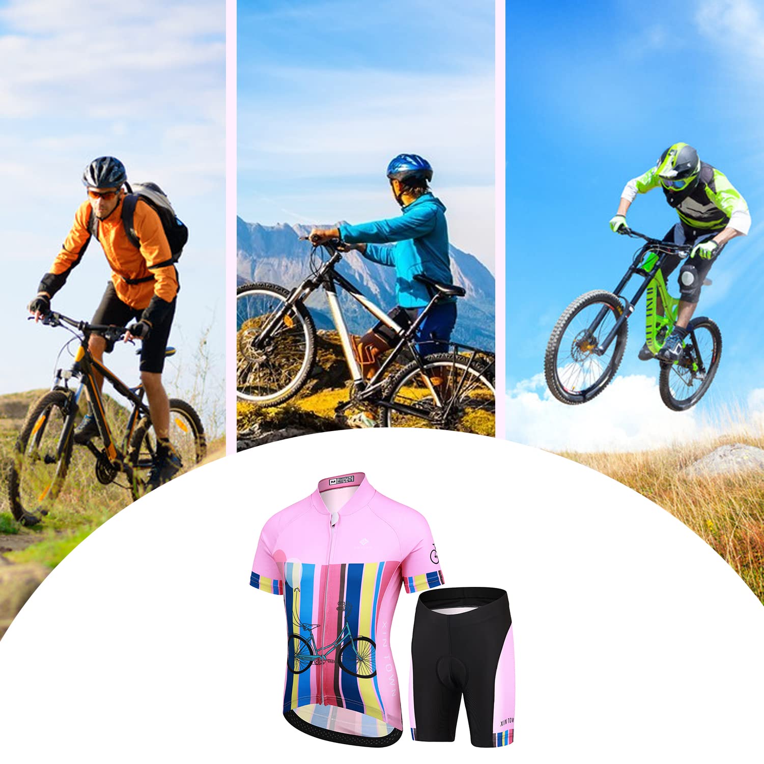 Enfant Garçon Fille Maillot de Cyclisme Manches Courtes et Cuissard de Cycliste Combinaison Cycliste pour Unisex Enfants Séchage Rapide VTT Eté