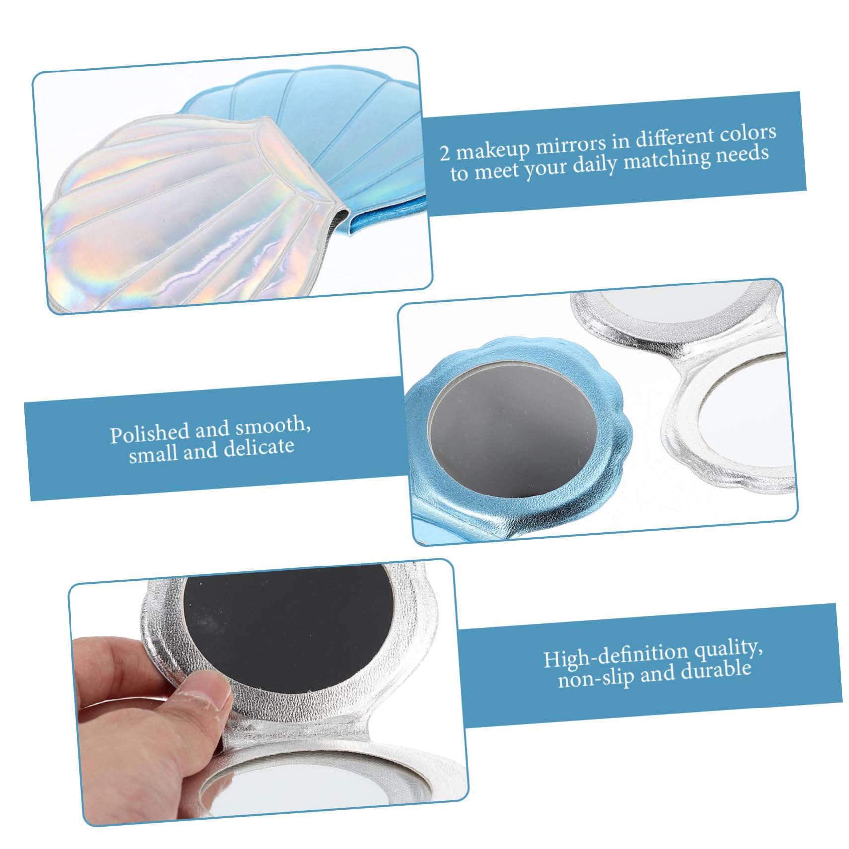 FRCOLOR 5 Set Di Specchietti Da Viaggio Leggeri Specchietti Tascabili A Forma Di Conchiglia Pieghevoli Per Ragazze Per Le Forniture Quotidiane 2 Pezzi*5