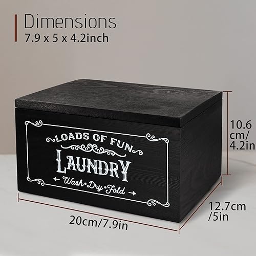 Miniatura 3 de Soporte de hojas para secadora, dispensador de madera con tapa con bisagras para hojas suavizantes de tela, caja de almacenamiento de contenedores