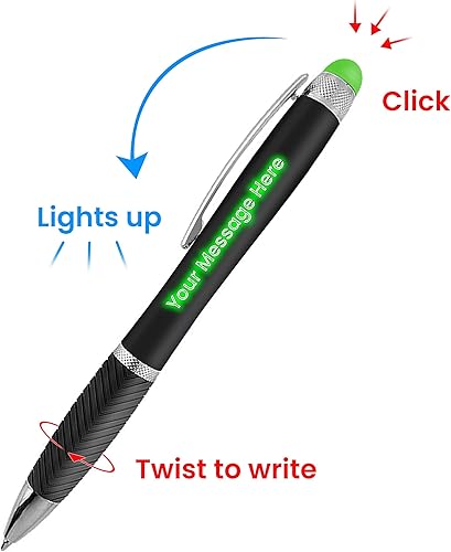 Miniatura 10 de Paquete de 80 bolígrafos personalizados, grabado láser sin granel, bolígrafo de 3 pulgadas, lápiz óptico y área personalizada con luz, nombre