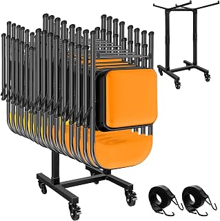 Folding Chair Rack, Folding Chair Cart with Wheels Heavy Duty, Holds Up to 16 Chairs, Chair Storage Dolly for Transport Organize Chairs