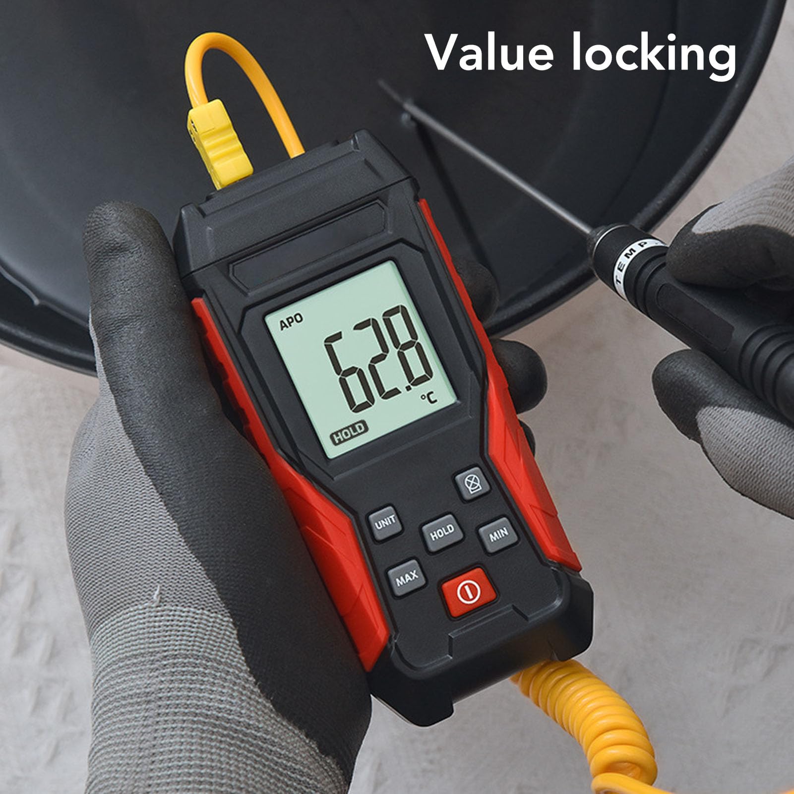 Digitales Thermoelement-Thermometer Typ K, Zweikanal-Thermoelement-Thermometer mit Sonde, Messbereich -328°F bis 2501°F