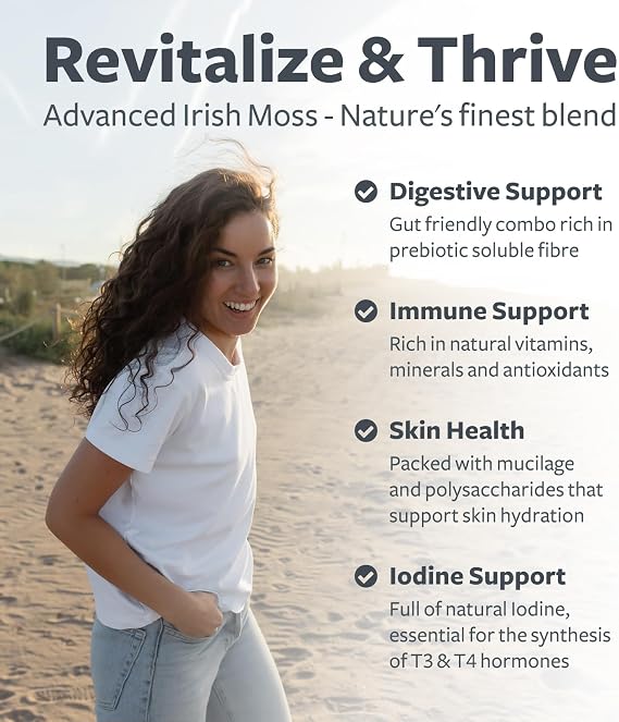 Organic Irish Sea Moss Capsules - Organic Sea Moss Capsules with Bladderwrack Burdock Root and Black Pepper Extract for Enhanced Absorption - Vegan Non-GMO & Made in the USA (3 Month Supply)