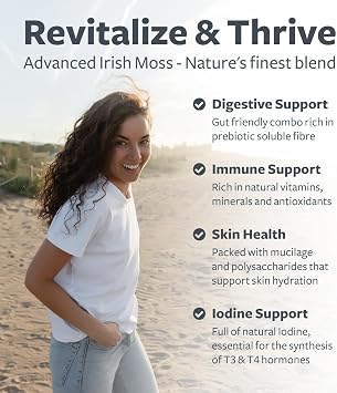 Organic Irish Sea Moss Capsules - Organic Sea Moss Capsules with Bladderwrack Burdock Root and Black Pepper Extract for Enhanced Absorption - Vegan Non-GMO & Made in the USA (3 Month Supply)