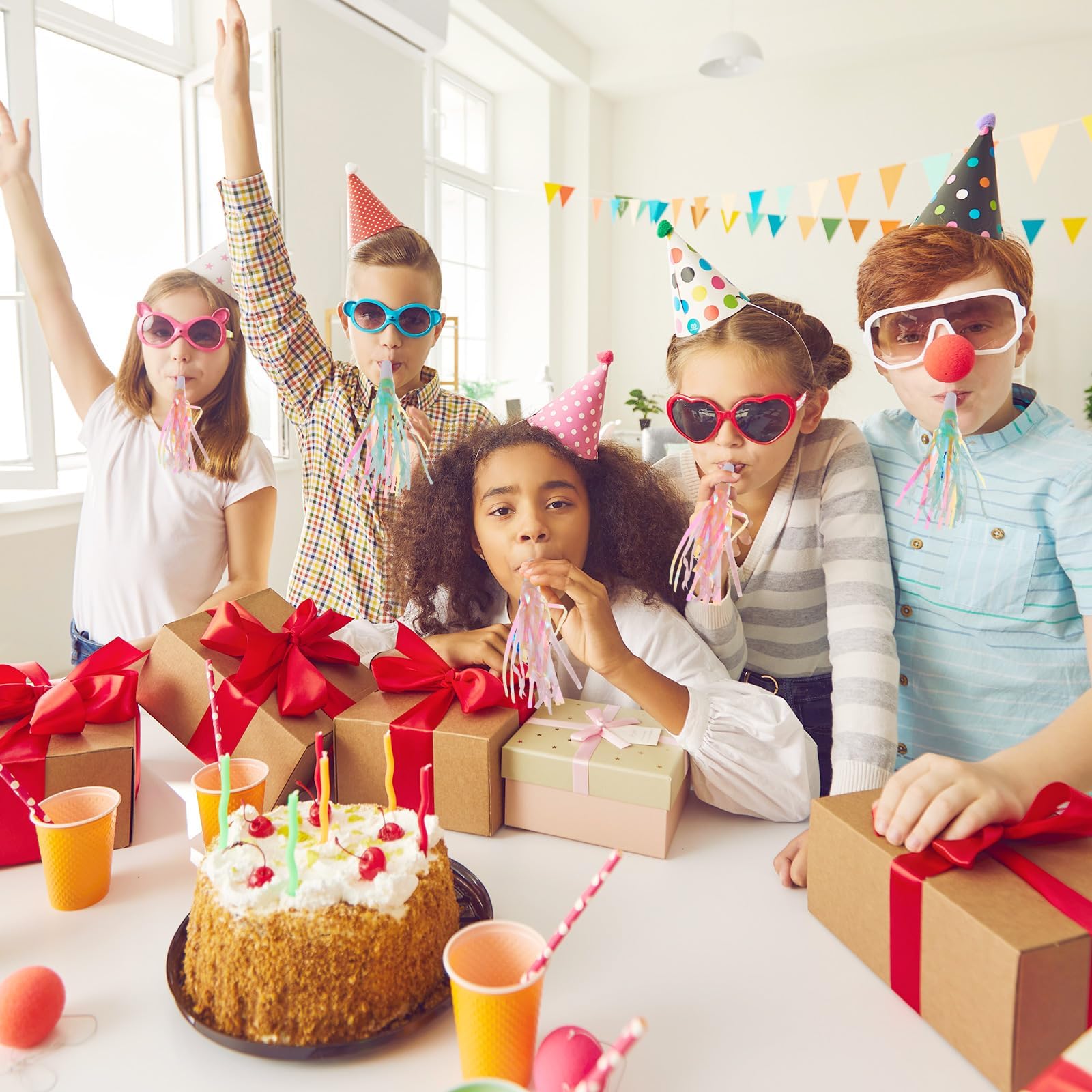 Trombette Per Feste - 24 Pezzi Con Nappe, Fischietti Colorati Per Compleanni, Natale E Eventi, Per Bambini E Adulti - Foto 5