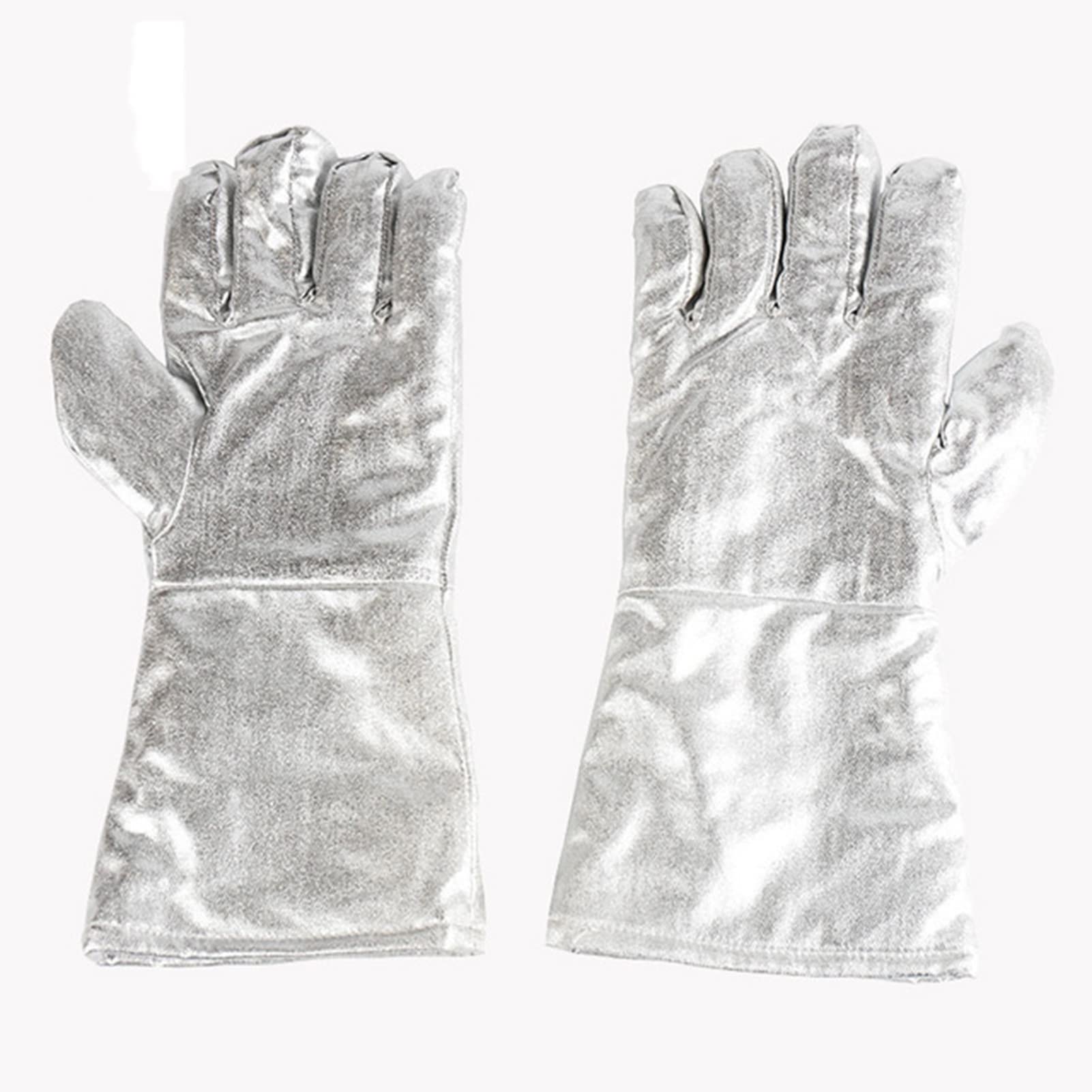Gartenhandschuhe, schnittfeste Handschuhe, feuerfeste Handschuhe, Schweißhandschuhe mit Baumwollfutter, Sicherheitsarbeitshandschuhe aus Aluminiumfolie for Metallurgie, Schweißen, Ofen, Kamin, Herd