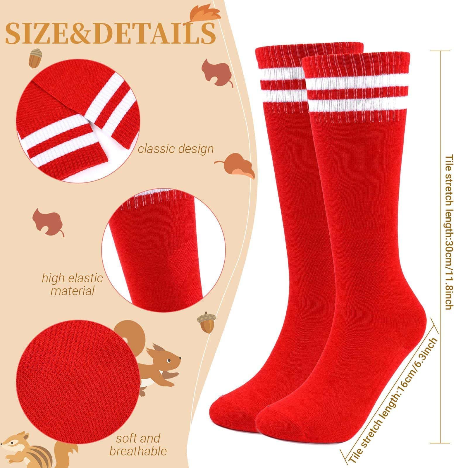 Kavoc 5Pcs Chipmunk Costume Set Including Chipmunk Ears Headbnad Round Glasses Knee-High Socks for Halloween Party (Red) - Image 3