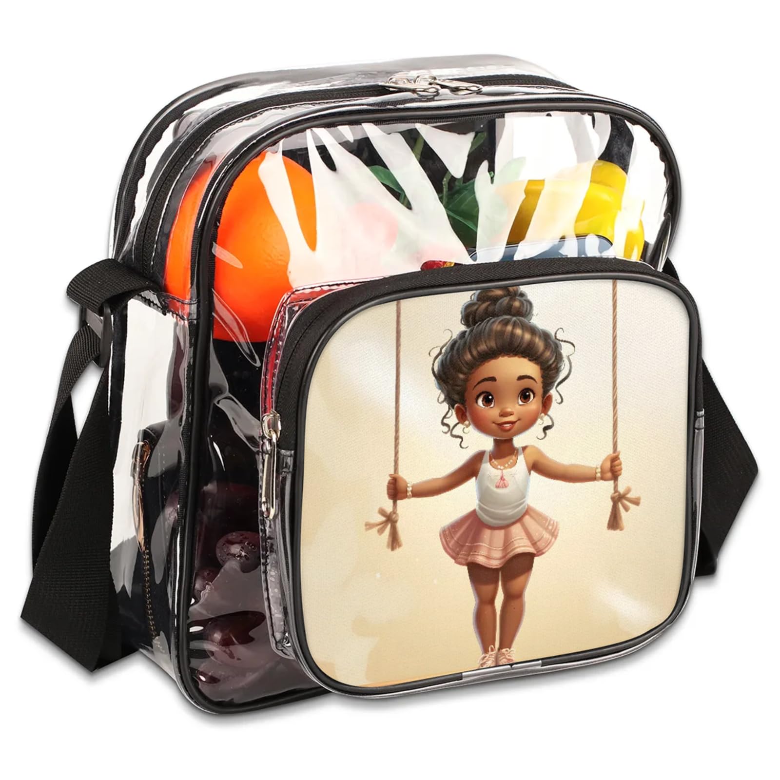 Clear Crossbody Bag Stadium Approved Girl Dance Transparent Bag for Festivals, Sports Events, Concerts,Beach Bag for Women Men Clear Purse with Front Pocket Messenger Bag with Adjustable Strap