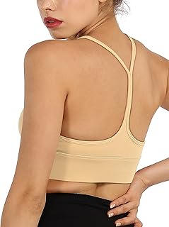 ODODOS Women's Y Racer Back Padded Sports Bra Fitness Workout Longline Yoga Bra Tops