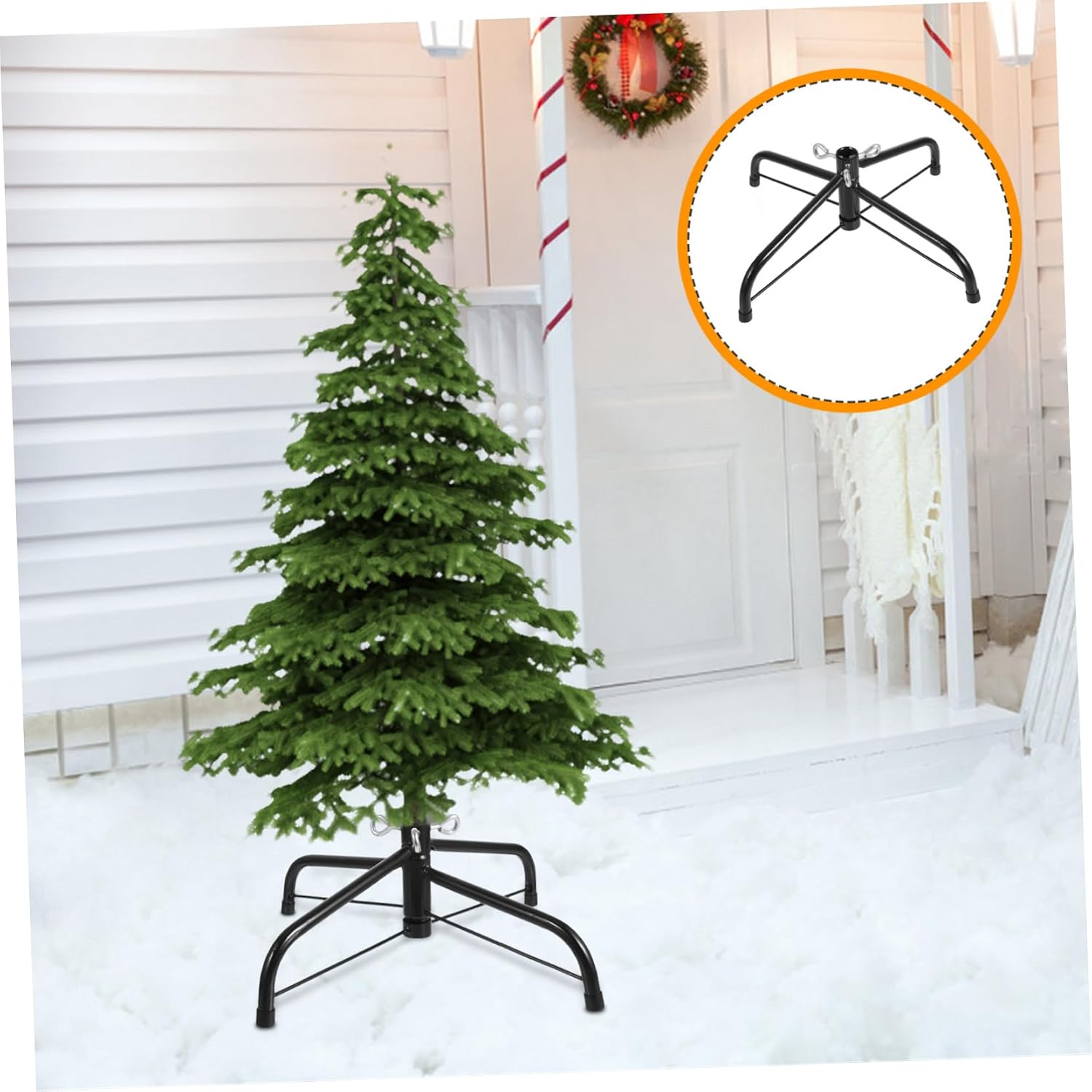 KOMBIUDA Sturdy Metal Christmas Tree Stand 35cm Folding Tree Stand Base Easy Assembly and Portable