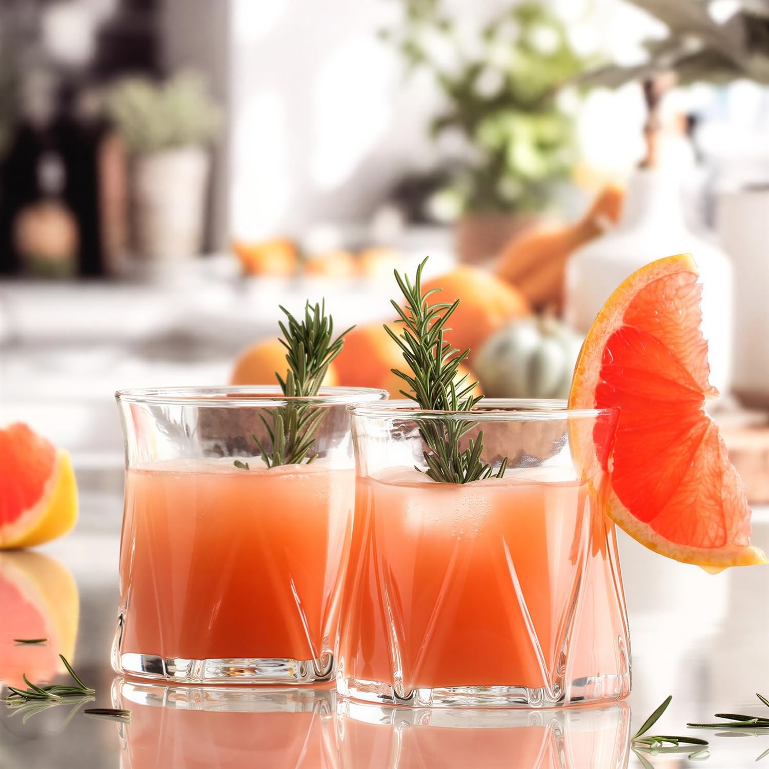 LAV 300ml Zoey Whisky Glasses - 6X Cut Glass Whiskey Rum Vodka Gin Scotch Ice Old Fashioned Cocktail Drinking Tumbler Gift Set