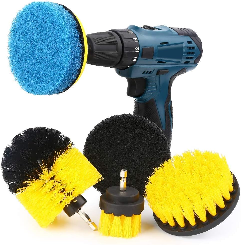 Drill Brush Power Scrubber Kit- 6 Pieces Drill Brush Scrubber Attachment for Cleaning Bathroom Flooring Bathtub Toilet, Scrub Brush Kitchen Cleaning Brush Set