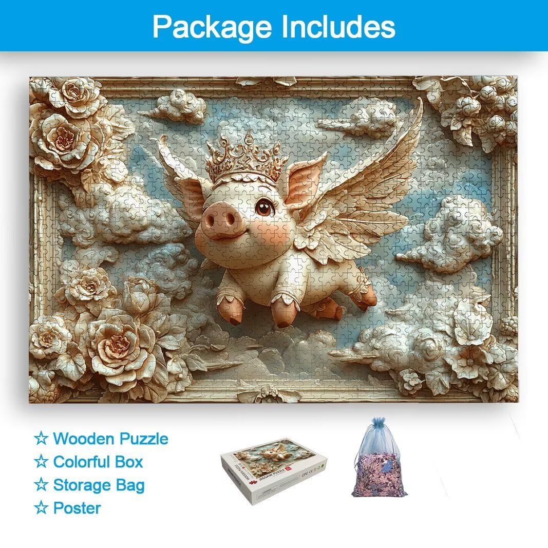 Puzzle 5000 Piezas, Puzzle Cerdo de Madera para Adultos, Regalos -2522