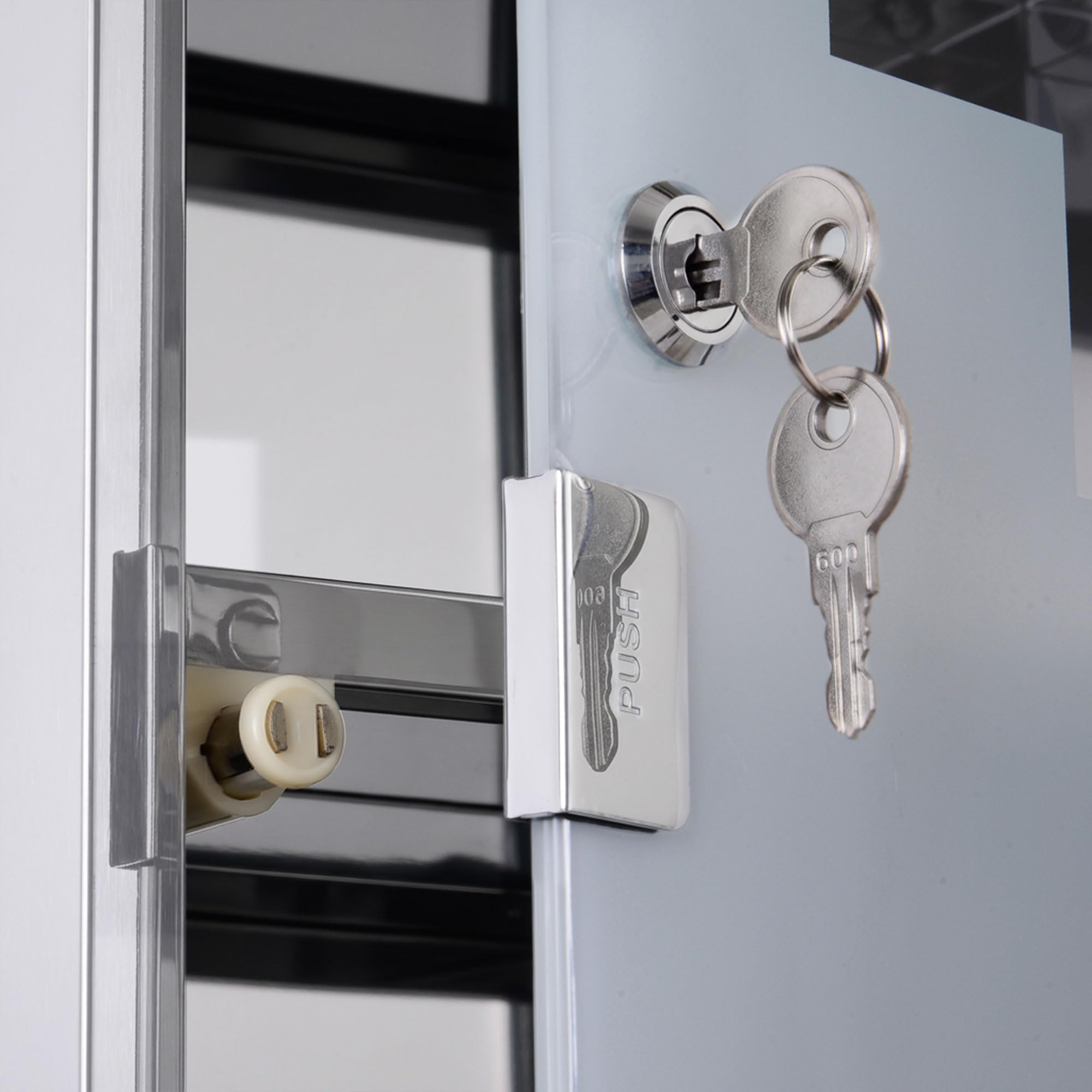 HOMCOM Medizinschrank Arzneischrank aus Edelstahl, Abschließbar Medikamentenschrank mit 3 Fächern, Glastür Apothekerschrank zur Medikamenten-Aufbewahrung, 30 x 18 x 50 cm