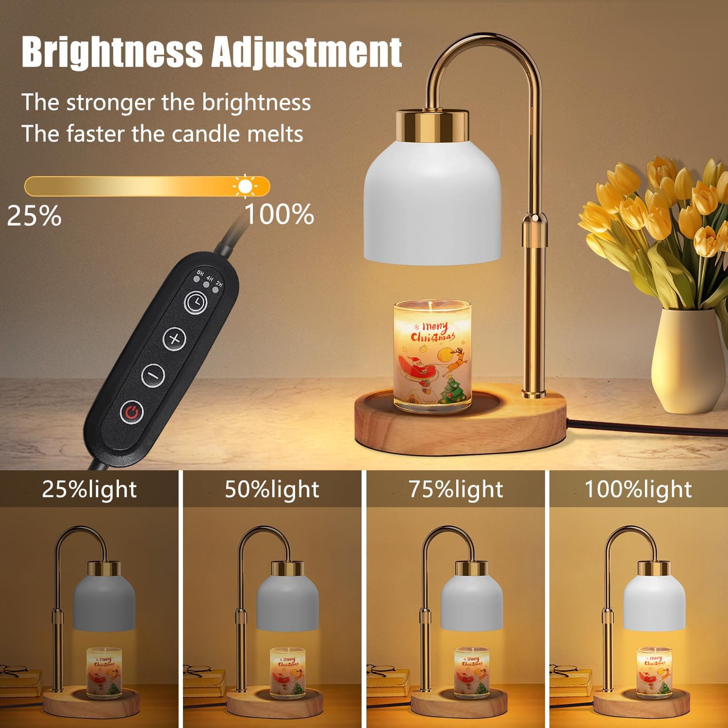 Loowoko Lampada Scalda Candela Lampada Aroma Diffusore Elettrica con Timer e Dimmer Scaldacandela Vintage con 2 Lampadine