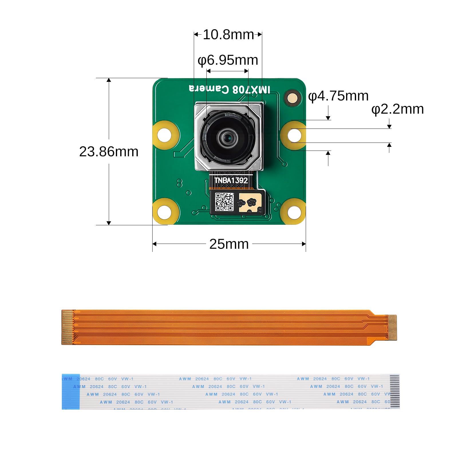 SainSmart Module Caméra Raspberry Pi 3, 12MP IMX708, 120° (D) Grand FOV, Autofocus PDAF, HDR, RAW10, Compatible Pi 5, Pi 4B, Pi Zero