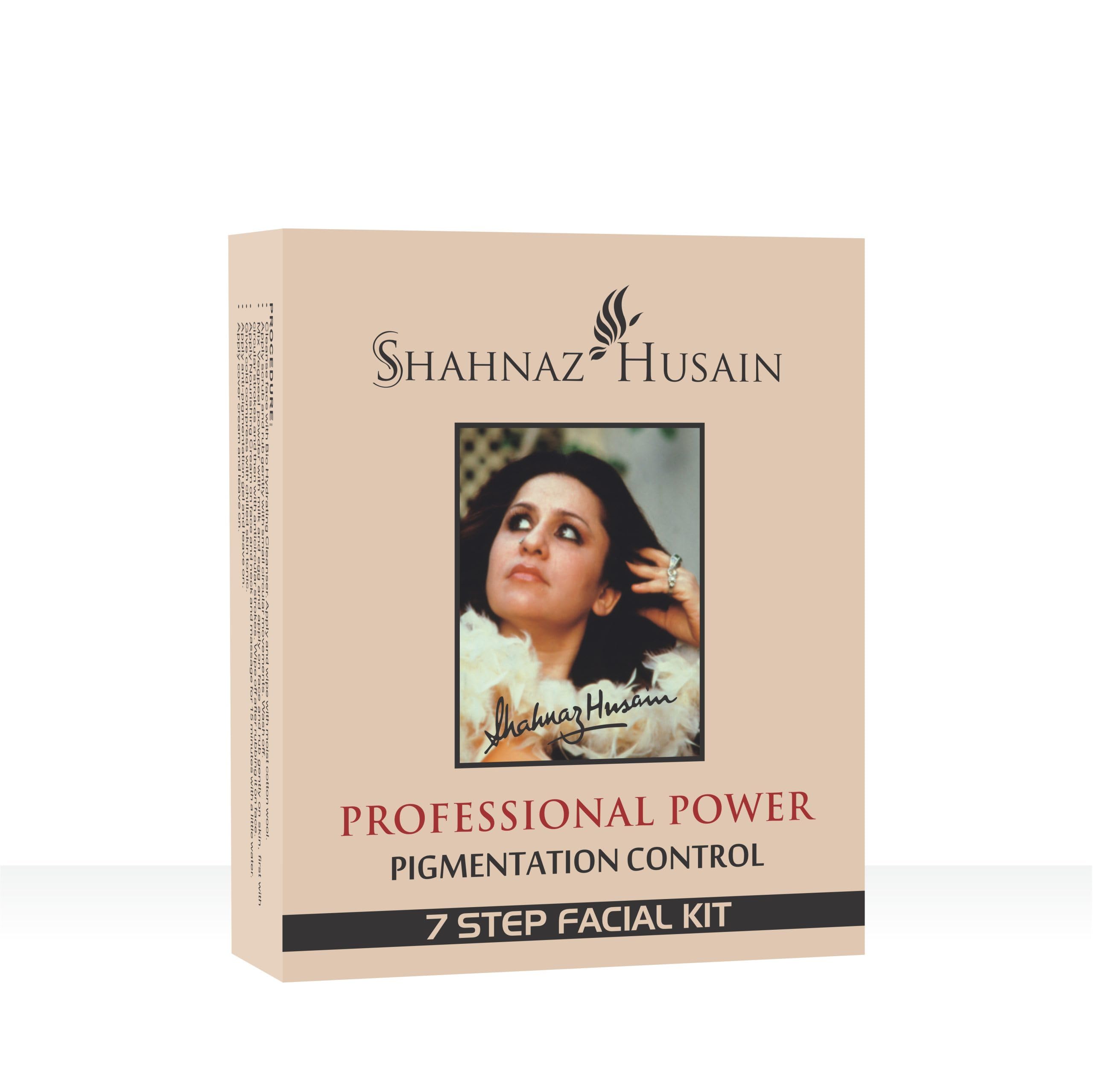 Shahnaz Husain Professional Power 7 Step Facial Kit for Glowing Skin, Anti-Aging & Deep Cleansing, 48g – Complete Salon-Style Home Facial Kit (48g, Pigmentation Control)