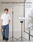 Phone Tripod with LED Fill Light, 60" Selfie Stick Tripod Stand with Remote, 2500K-9900K Adjustable Light, Portable Tripod for iPhone Android Camera, Content Creator Kit for TikTok YouTube Vlogging