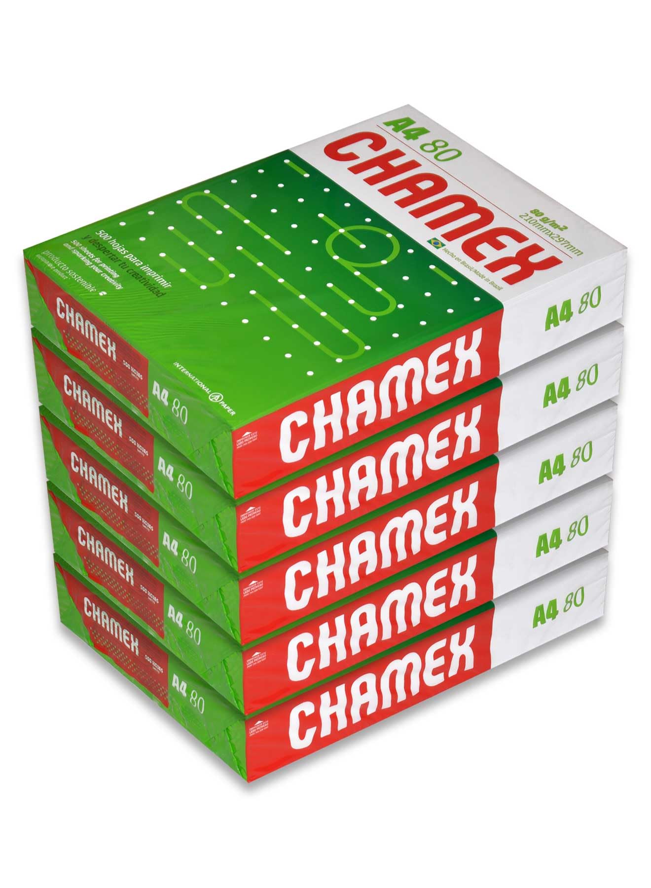 ChamexPhotocopy Paper A4 Size, 80 GSM 500 Sheets per Pack White Pack of 5 C5PWCHA4