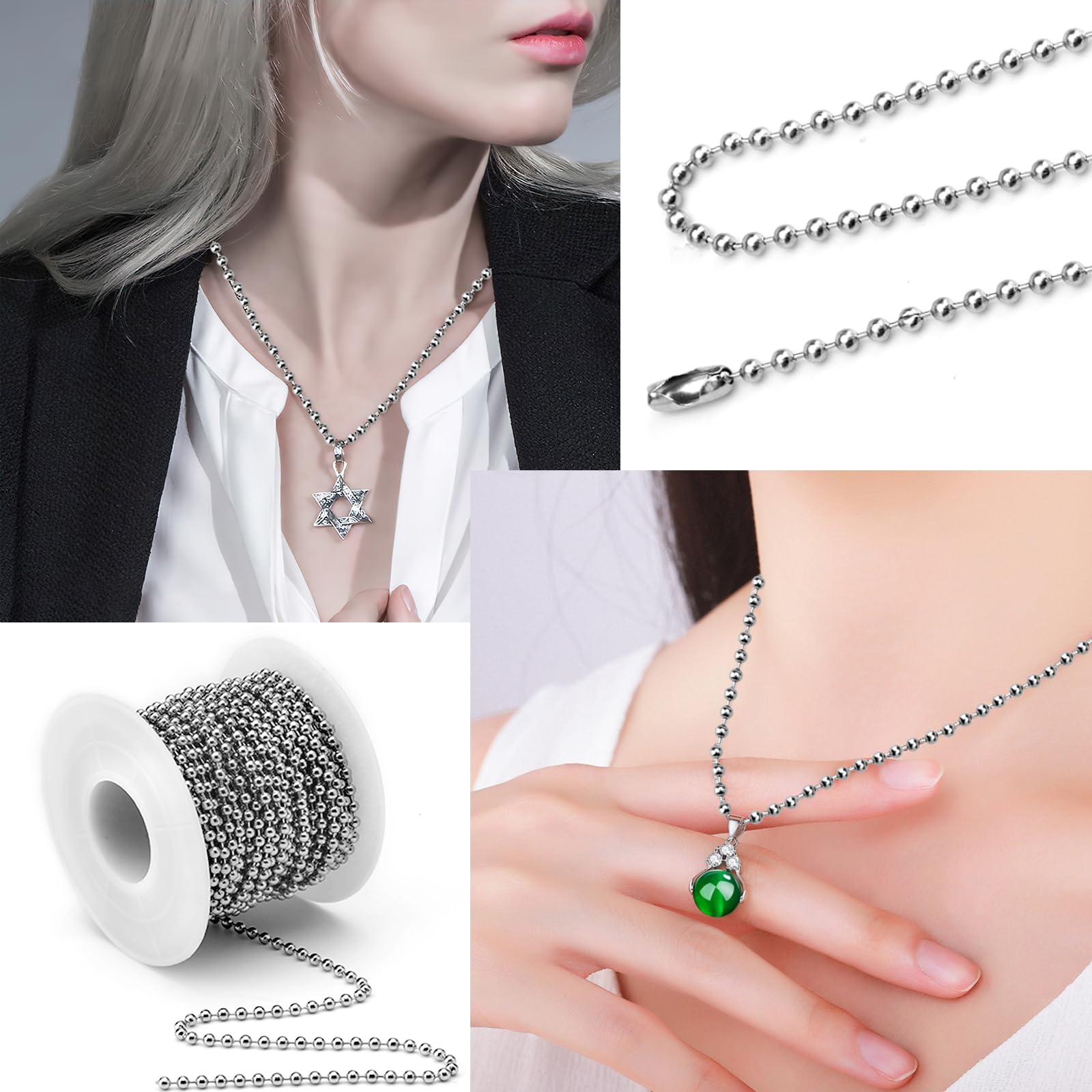 Catena A Palline In Acciaio Inox 2,4mm - 10 Metri Con 50 Connettori | Per Portachiavi, Braccialetti E Decorazioni - Foto 7