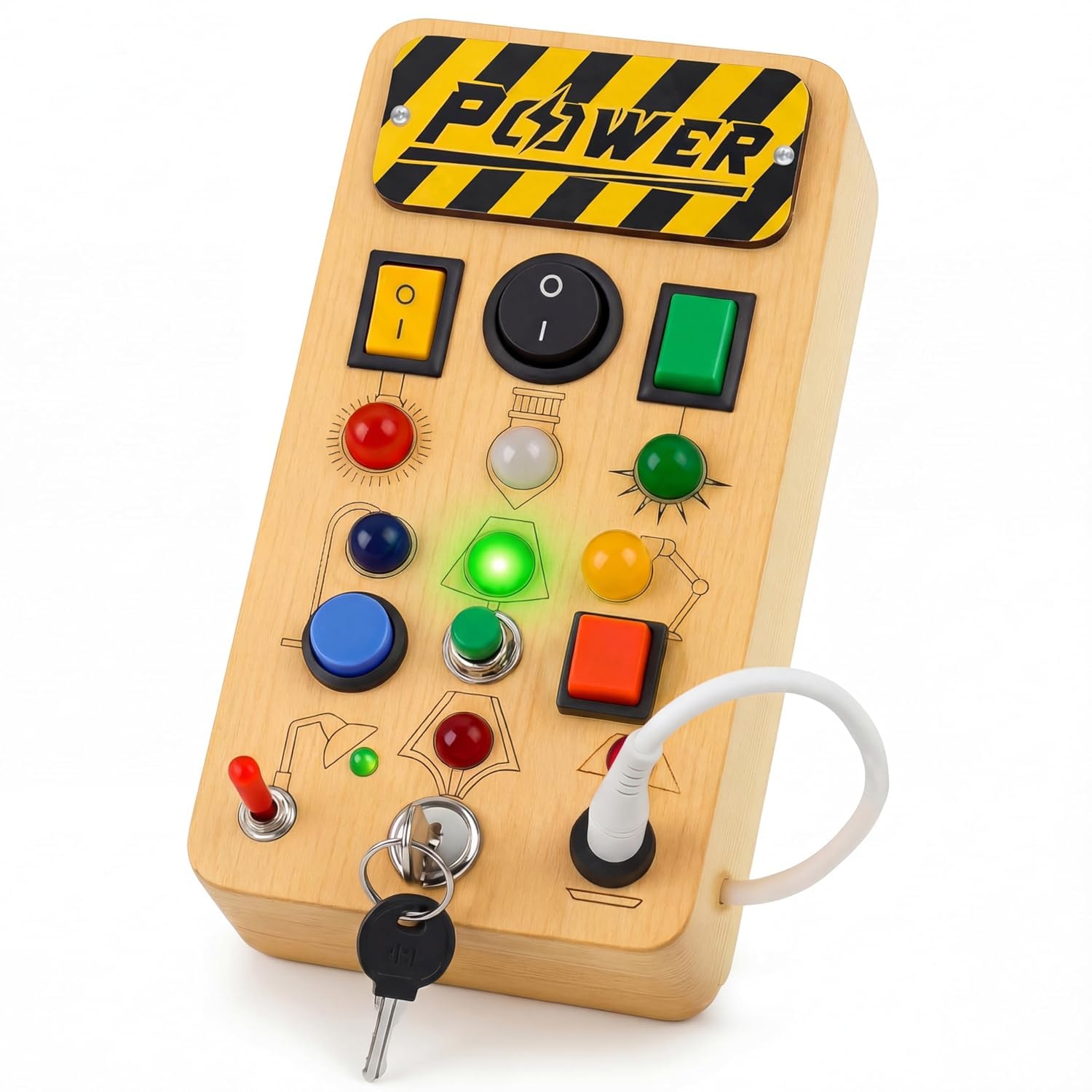 Novo Baby Busy Board for Toddlers | Montessori Toy with Switches, Buttons & Activities | Portable Wooden Busy House | Educational Toy for Baby Boys & Girls Age 2 3 (Busy Board)