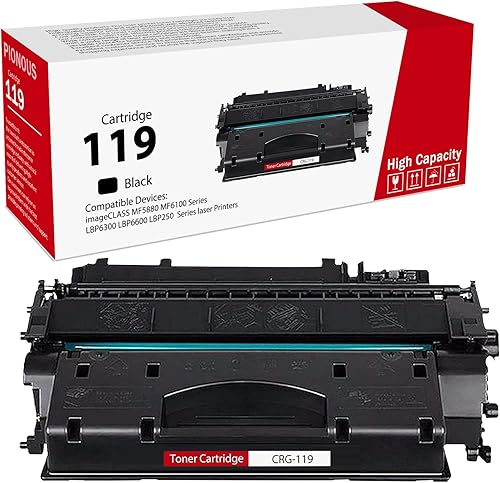 119 CRG119 Cartucho de tóner negro de alto rendimiento (paquete de 1) – Reemplazo de tóner compatible con PINOS 119 para impresora Canon 119 Toner