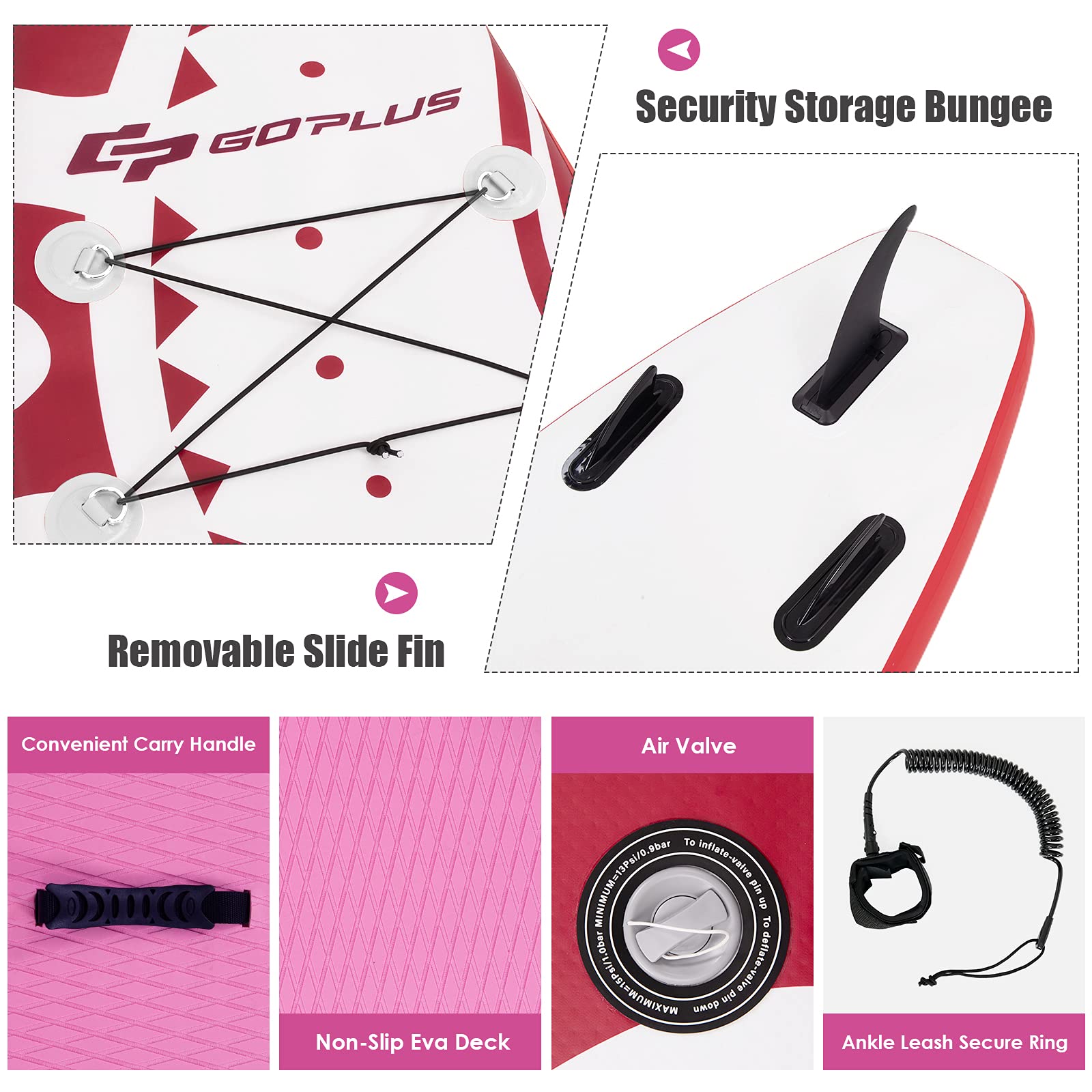 RELAX4LIFE 320/335 x 76 x 15cm SUP Board Set, Aufblasbares Stand Up Paddling Board, Paddelboard mit Sicherheitsleine & Paddel & Pumpe & Rucksack & Reparaturset & 3 Finnen, für Anfänger& Profis