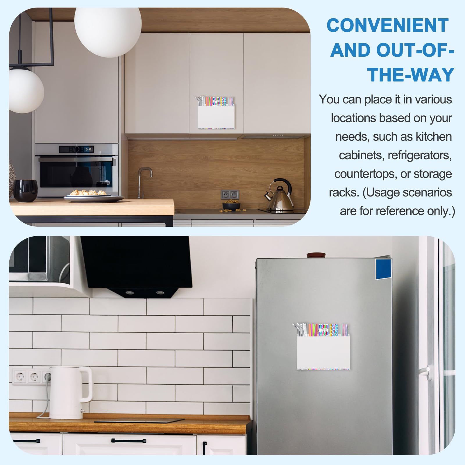 Magnetic Straw Holder for Fridge Acrylic Straw Organizer with Magnetic Mount Straws Dispenser Suitable for Fridge Cabinet and Kitchen(white)