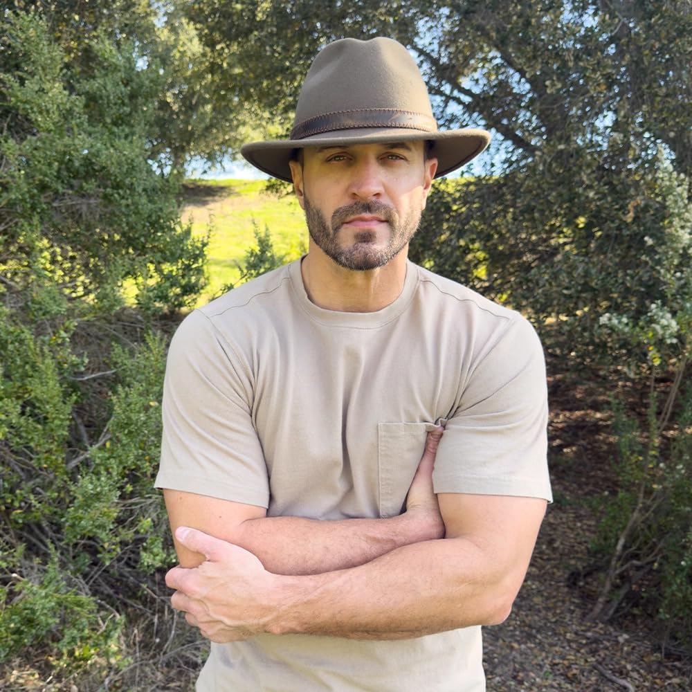 American Hat Makers Moab Wool Felt Outback Hat | Handcrafted, Crushable & Packable | Durable Travel-Ready Western Style