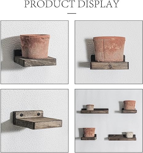 Miniatura 8 de Freezing point Estantes flotantes para pared, juego de 2 estantes de pared de madera natural de 16 pulgadas, decoración de plantas, coleccionables,