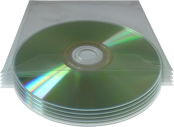 200x 80 Micron Clear Plastic CD/DVD Sleeves With Flaps : Amazon.co.uk ...