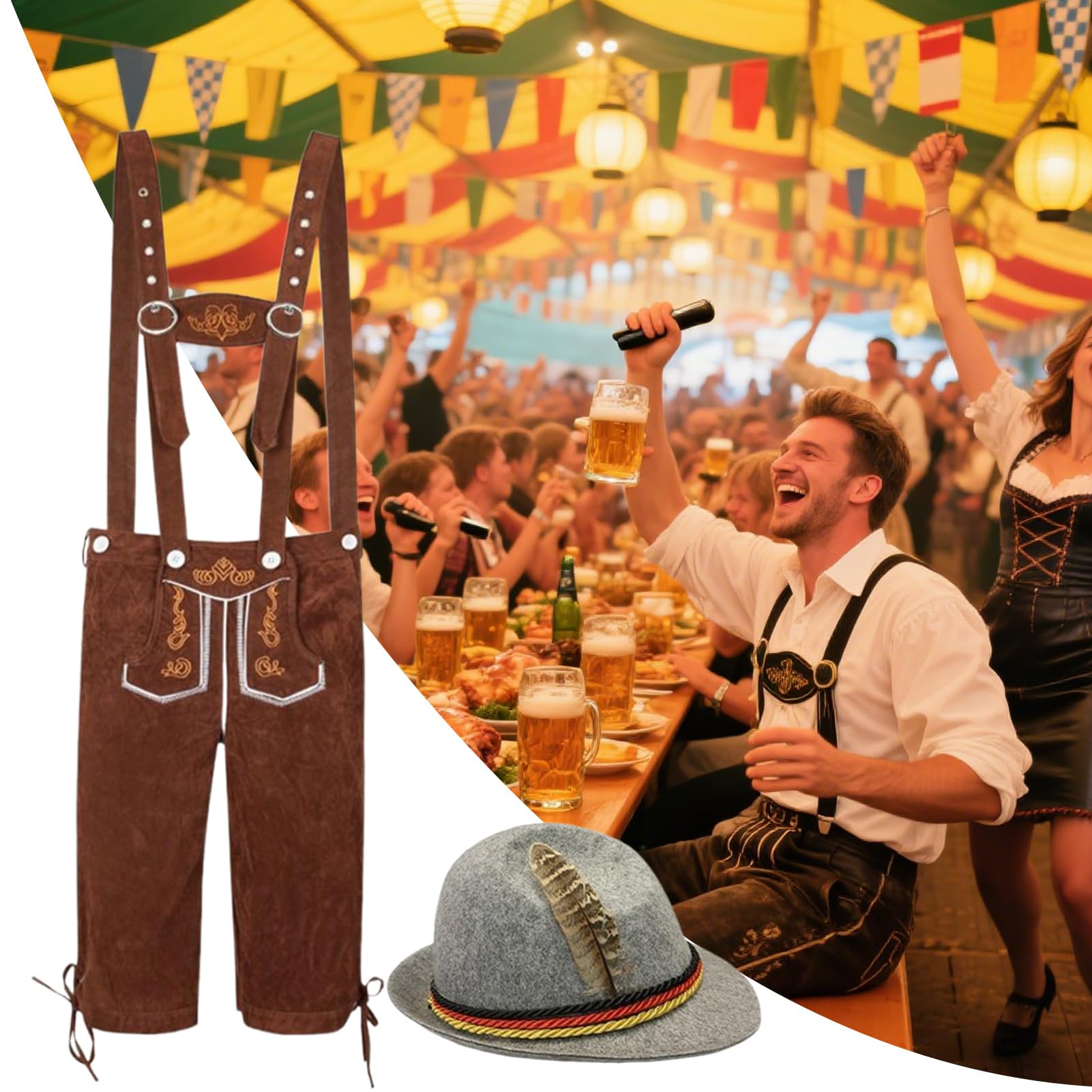 Costume da Oktoberfest da uomo, tradizionale, per feste di birra, per feste musicali, eventi culturali tedeschi, celebrazioni e riunioni di famiglia