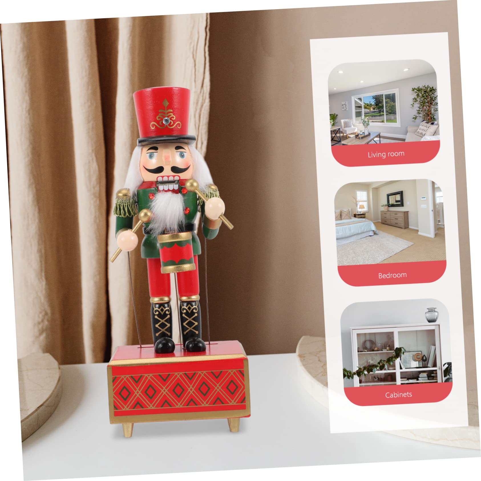 Ipetboom Carillon in Legno Schiaccianoci Natalizio Dipinto a Mano 32 Cm Musica, Decorazione Festiva per Casa, Ufficio e Scrivania, Bomboniera Regalo Natale