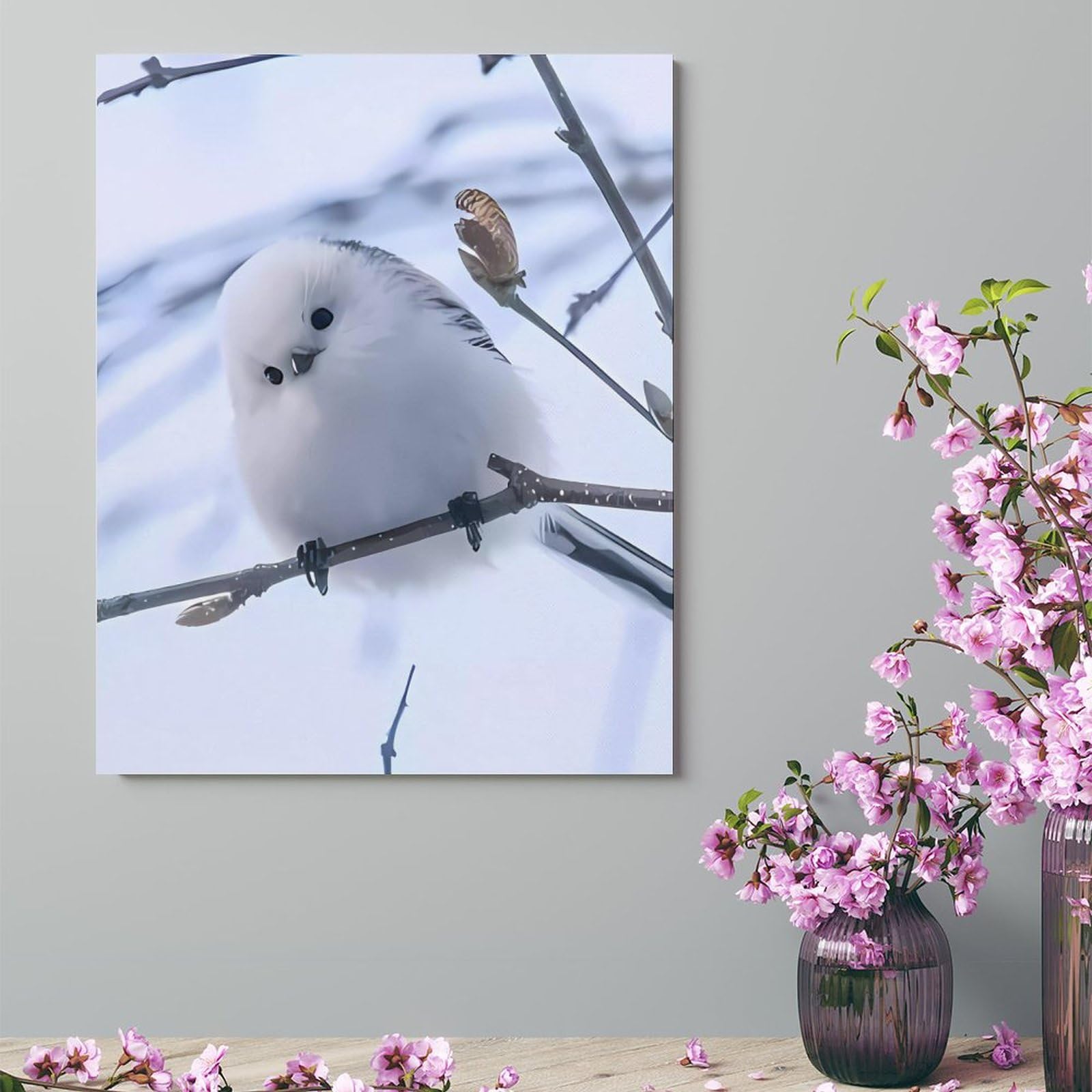 Amazon.co.jp: シマエナガ 鳥柄 キャンバス絵画 アートパネル アート