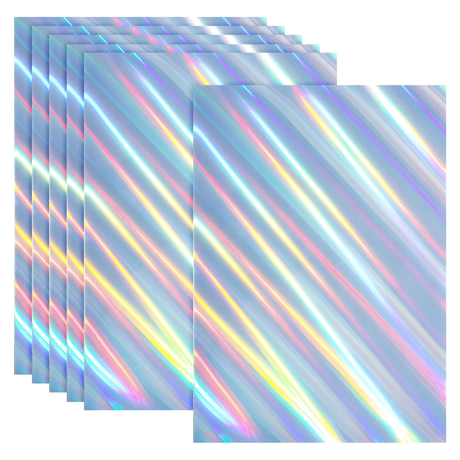 PATIKIL 12x8 Inch Printable Holographic Sticker Paper, 6 Sheets Vinyl Sticker Paper A4 Waterproof Quickly Sticker for Laser Printer Inkjet Printer, Slanted Beam Pattern