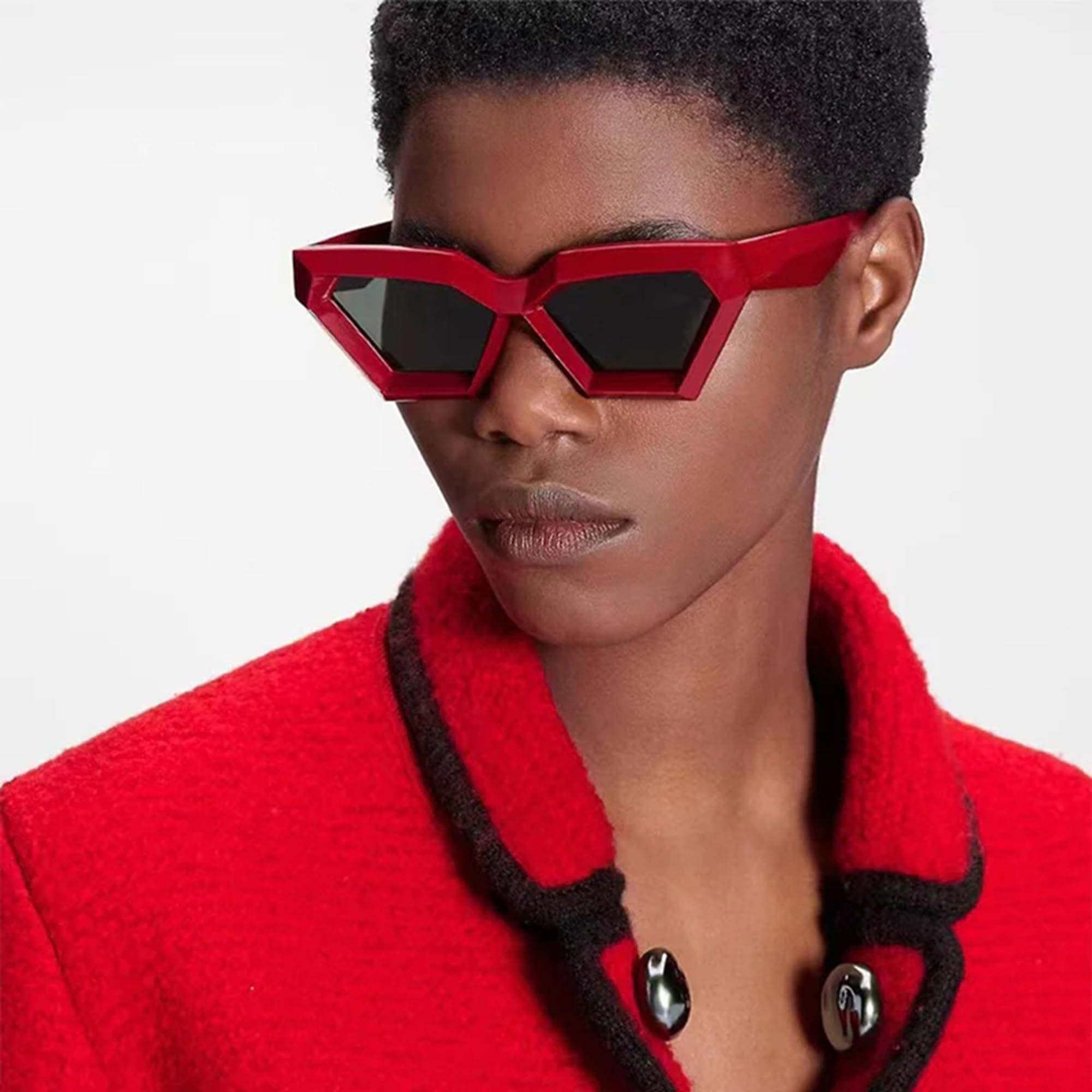 AUGEN Moderne Katzenaugen-Sonnenbrille, Kunststoff, Unisex, UV-400-geschützt, Größe M (179)